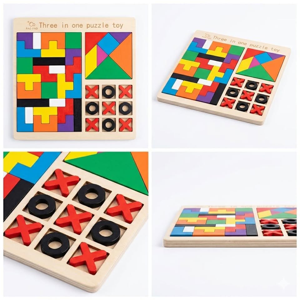 Wooden Three in One Puzzle Toy