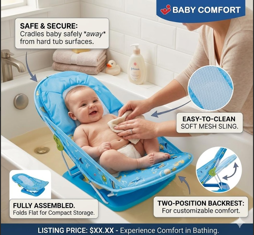 Comfort Baby Bather for Newborns - Adjustable & Portable