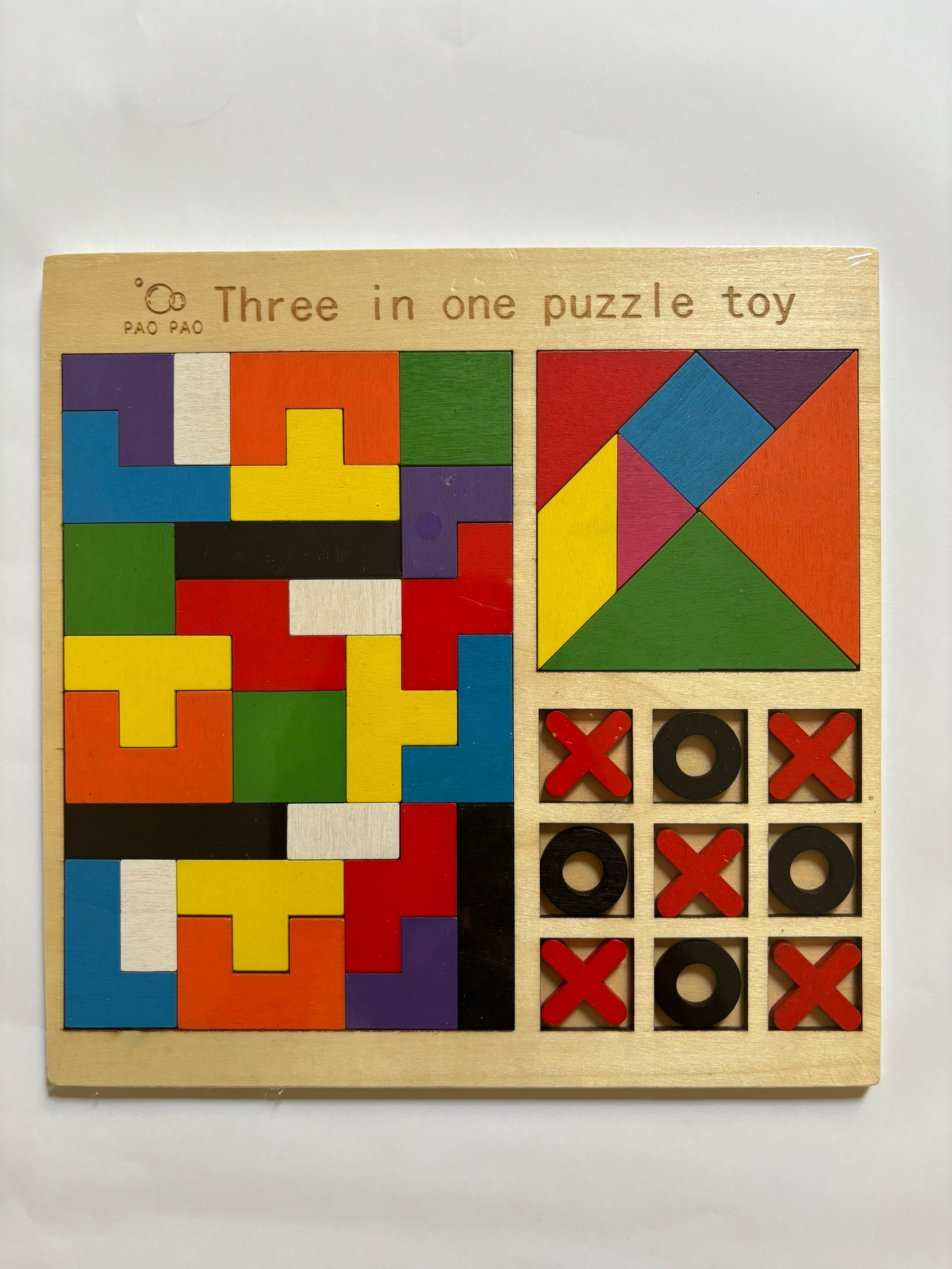 Wooden Three in One Puzzle Toy